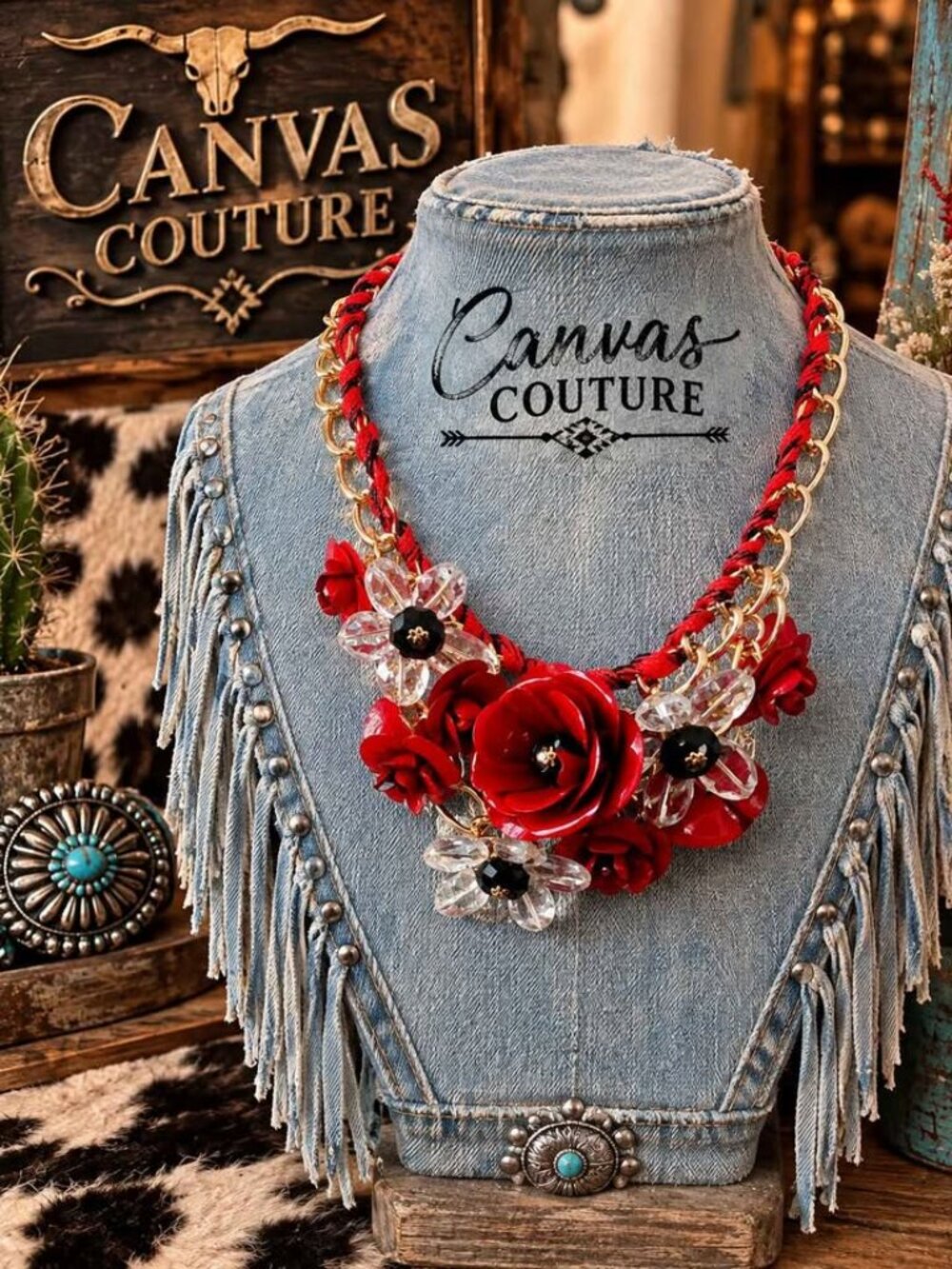 Red Floral Bombshell Necklace